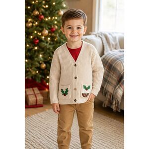 NEXT Kids Christmas Cardigan 4-5 Years Jolly & Bright Pudding Pockets NWT